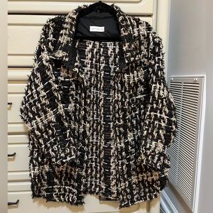 Faith Connexion Men’s oversized 100% cotton tweed plaid shirt size medium